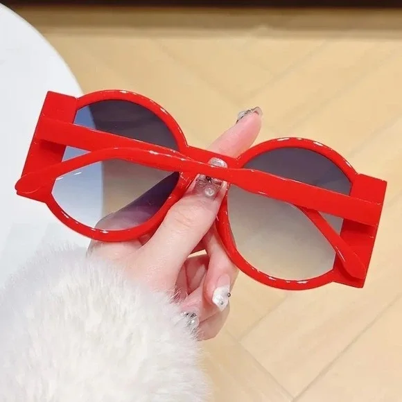 Sunglasses Women Red and‎ Yellow Large Round Shades - Picture 7 of 7